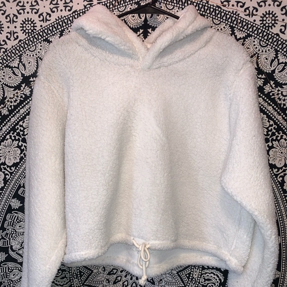 Wildfable womens chopped sherpa hoodie